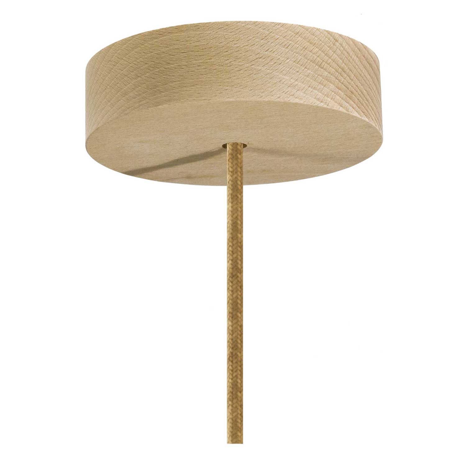 Pendant lamp with textile cable, raffia Cylinder lampshade and metal details - Natural Raffia