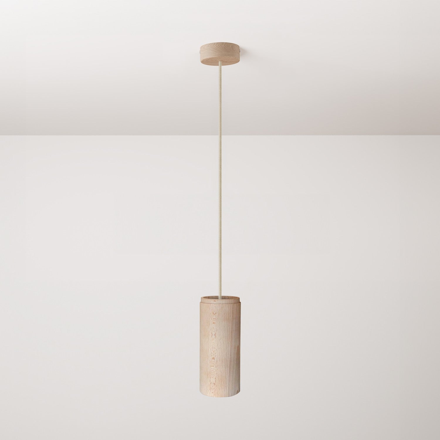 Lampada a sospensione con paralume in legno per faretto Tub-E27