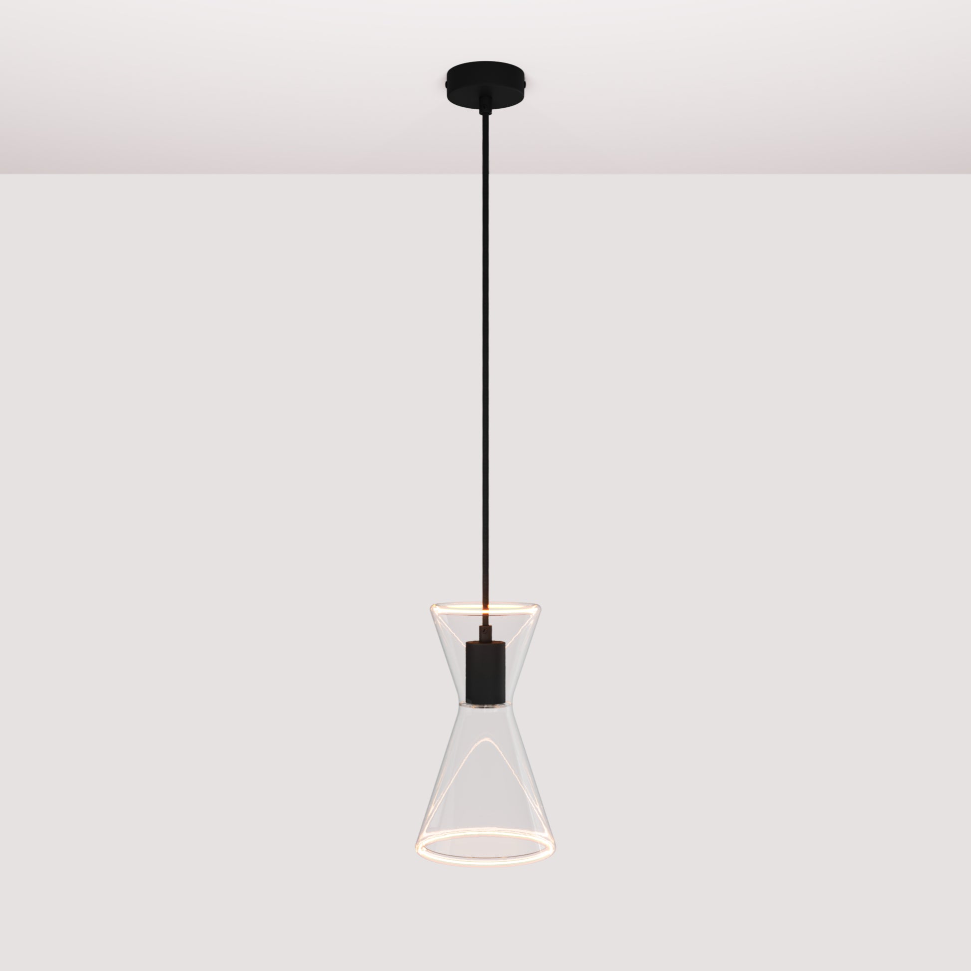 Lampada a sospensione con lampadina Ghost Doppio cono - Nero