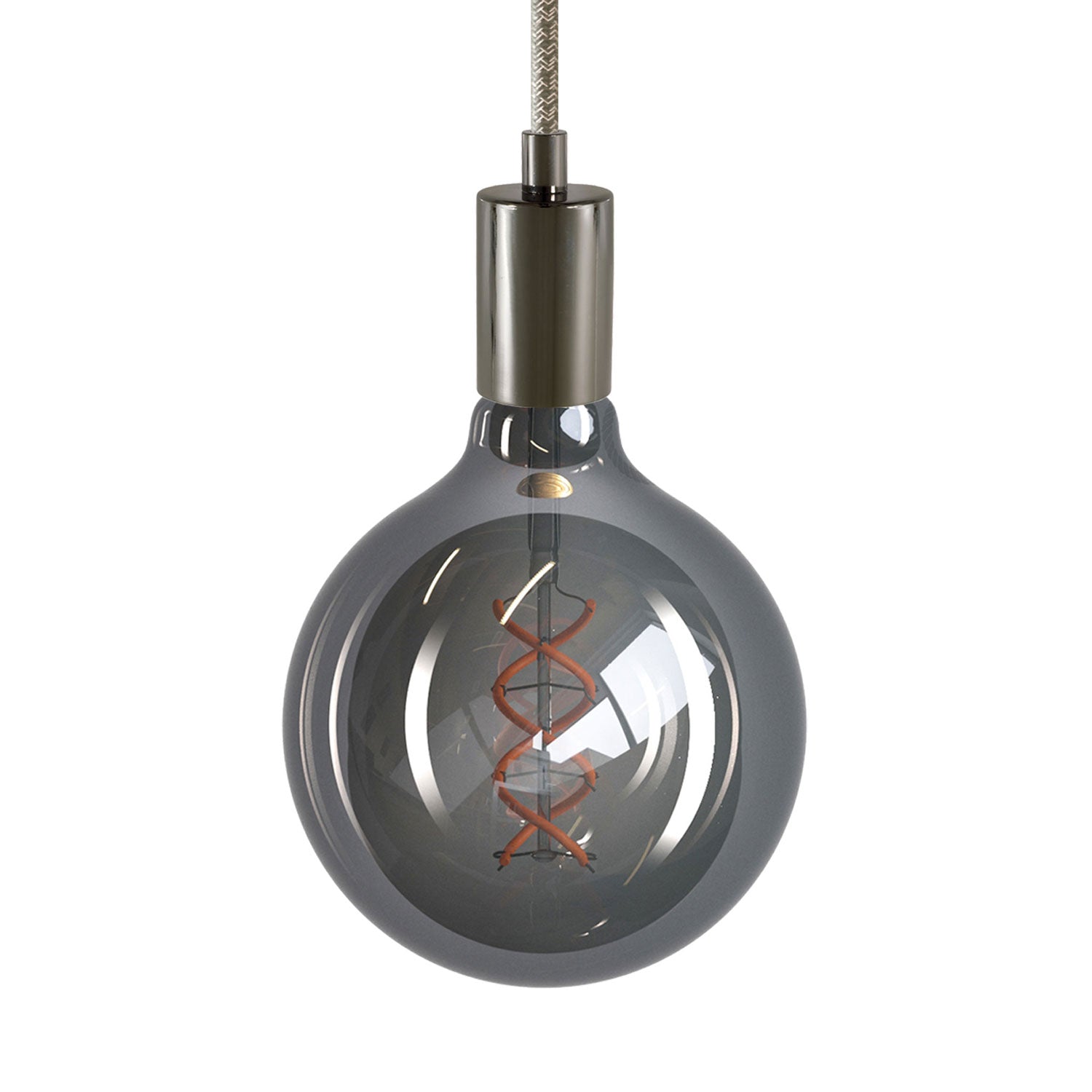 Pendant lamp with textile cable and metal details - Black pearl