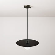 Lampada a sospensione completa di cavo tessile, paralume oversize Ellepi e finiture in metallo - Nero