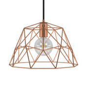 Pendant lamp with textile cable, Dome lampshade and metal details - Copper