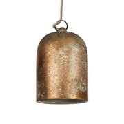 Pendant lamp with textile cable and lampshade Mini Bell XS ceramic shade - Copper green effect