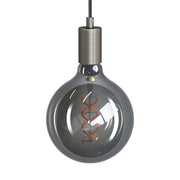 Pendant lamp with textile cable and metal details - Brushed titanium