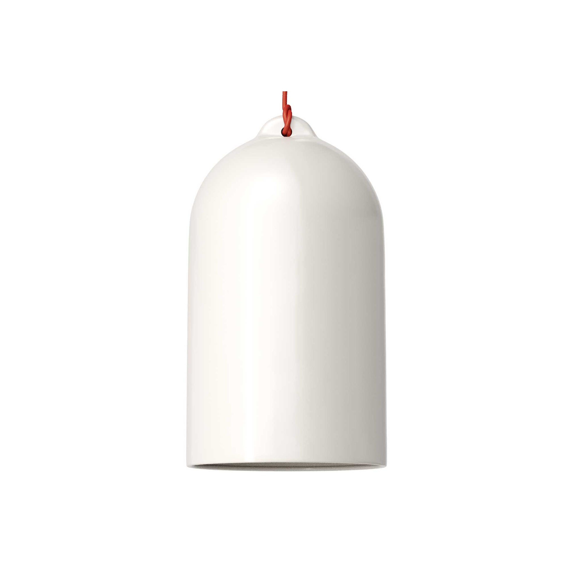 Pendant lamp with textile cable and Bell XL ceramic lampshade - Glossy white