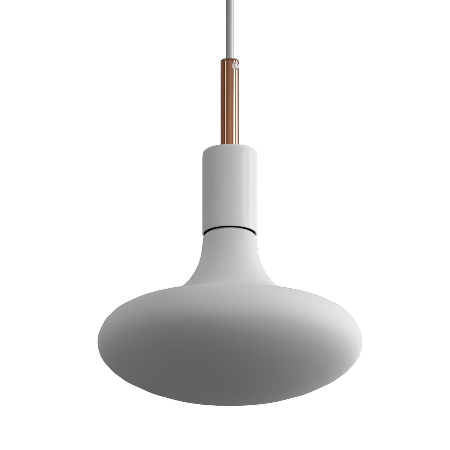 Pendant lamp with textile cable, metal details and 7cm cable clamp - White