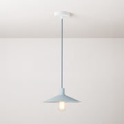 Lampada a sospensione completa di cavo tessile, paralume Swing Pastel e finiture in metallo - Blu carta da zucchero