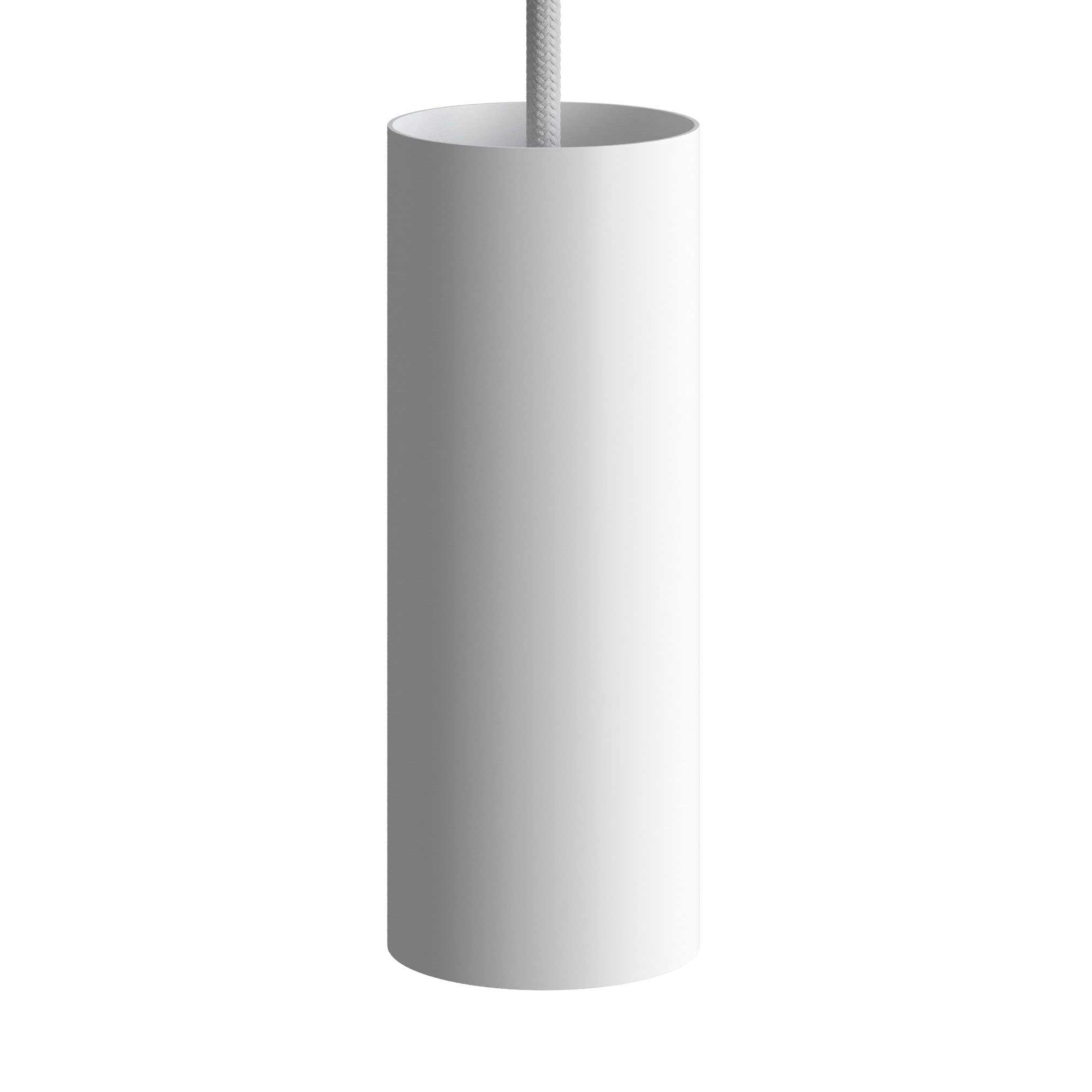 Pendant lamp with textile cable, Tub-E12 lampshade and metal details - White