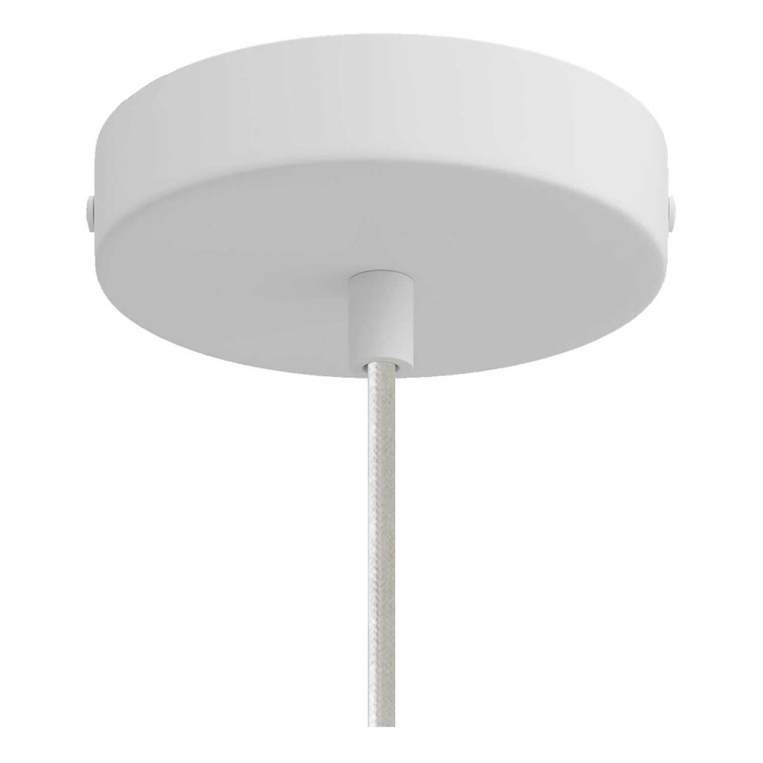 Pendant lamp with textile cable, Dome lampshade and metal details - White