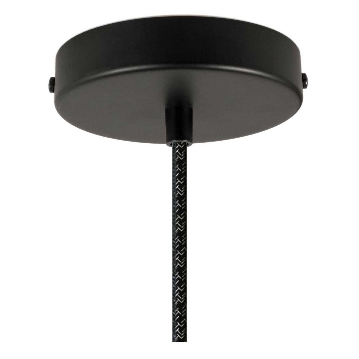 Pendant lamp with textile cable and lampshade Bell M in ceramic - Blackboard