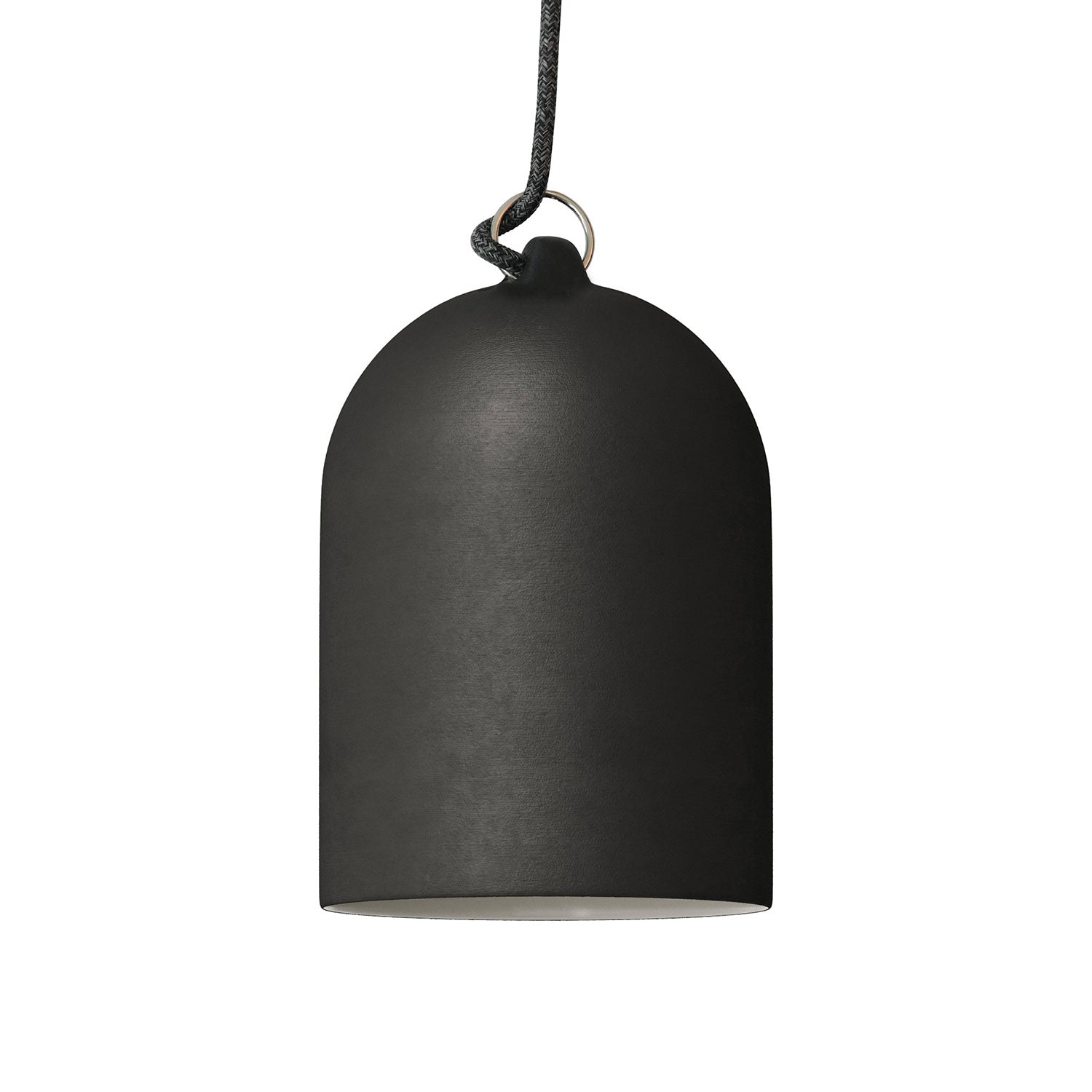 Pendant lamp with textile cable and lampshade Mini Bell XS ceramic shade - Blackboard