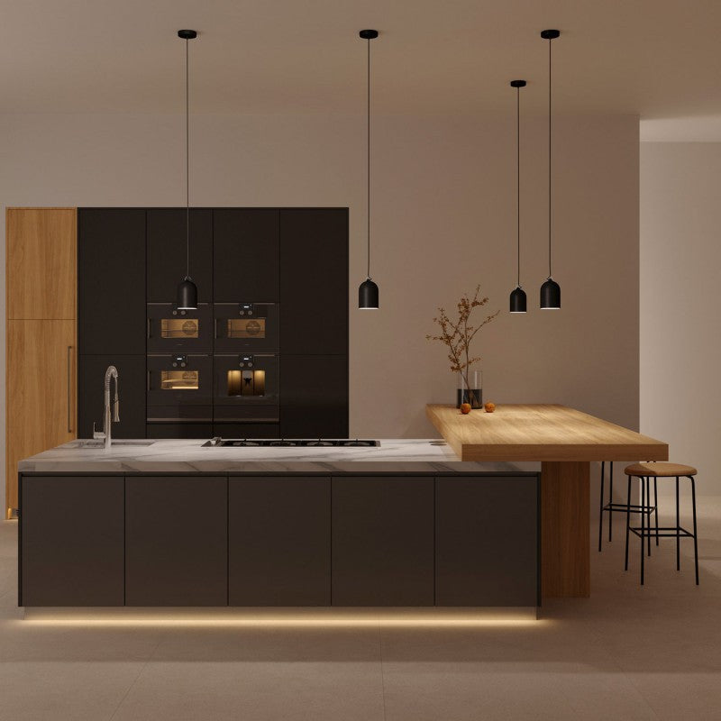 Pendant lamp with textile cable and lampshade Mini Bell XS ceramic shade - Blackboard