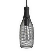 Pendant lamp with textile cable, Magnum bottle lampshade and metal details - Black
