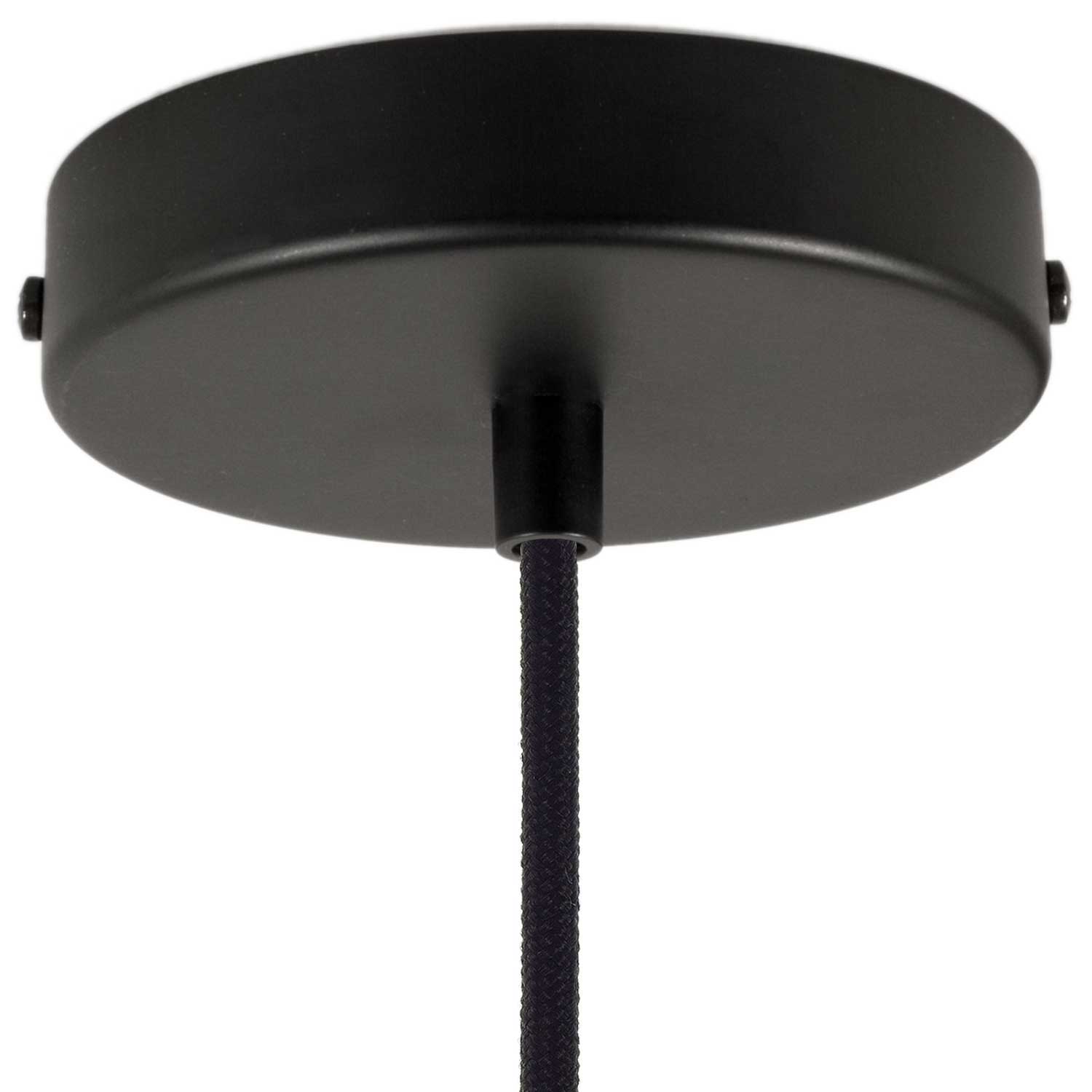 Pendant lamp with textile cable, Duedì Base lampshade and metal details - Black