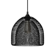 Pendant lamp with textile cable, Ghostbell XL cage lampshade and metal details - Black