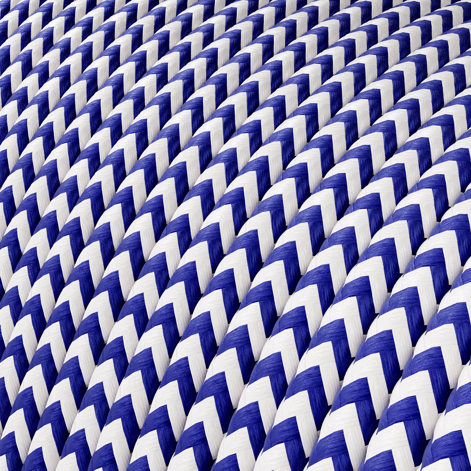 Cavo elettrico Extra Low Voltage rivestito in tessuto Zig Zag Bianco Blu RZ12