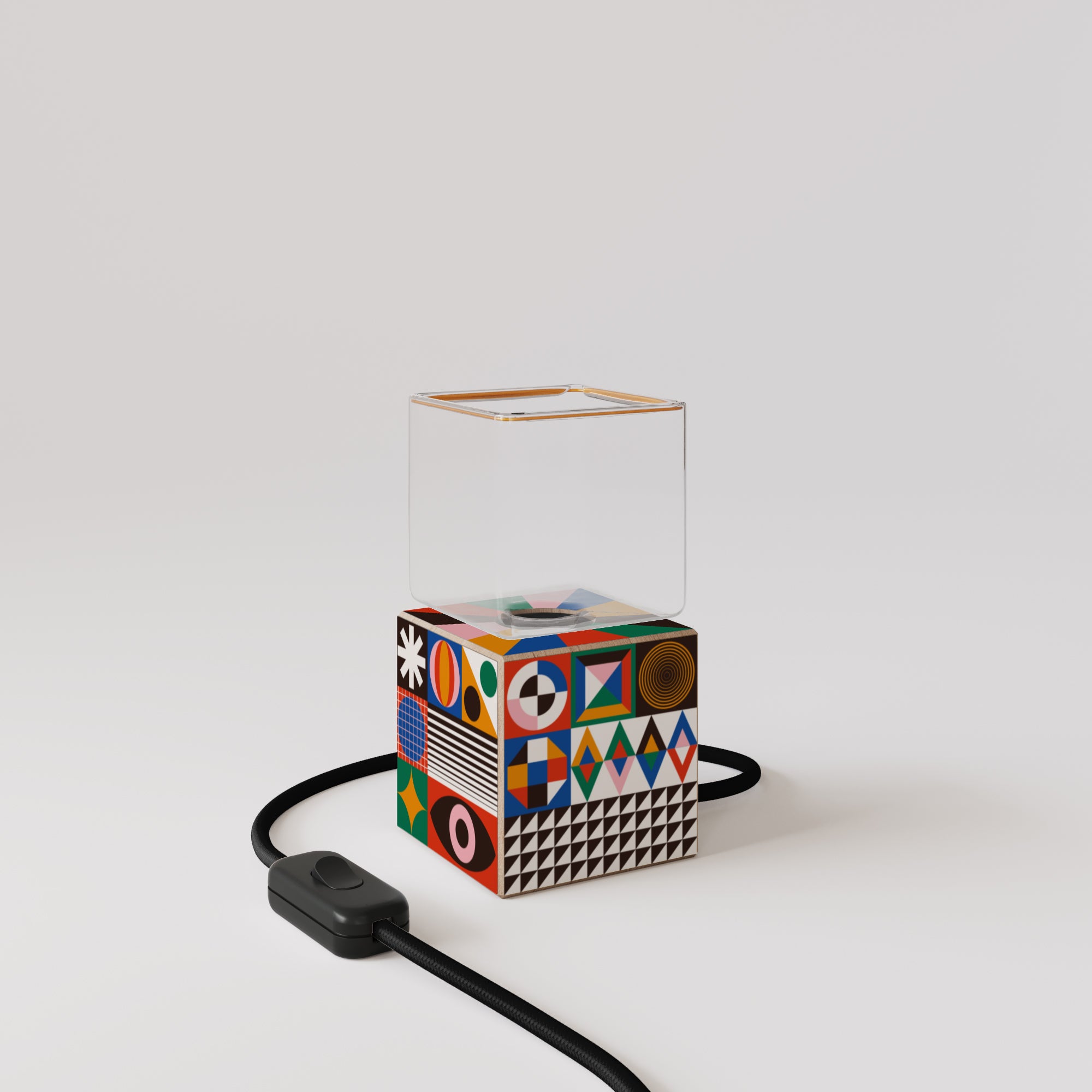 Cubetto table lamp with US plug, Ghost bulb - PosterLad