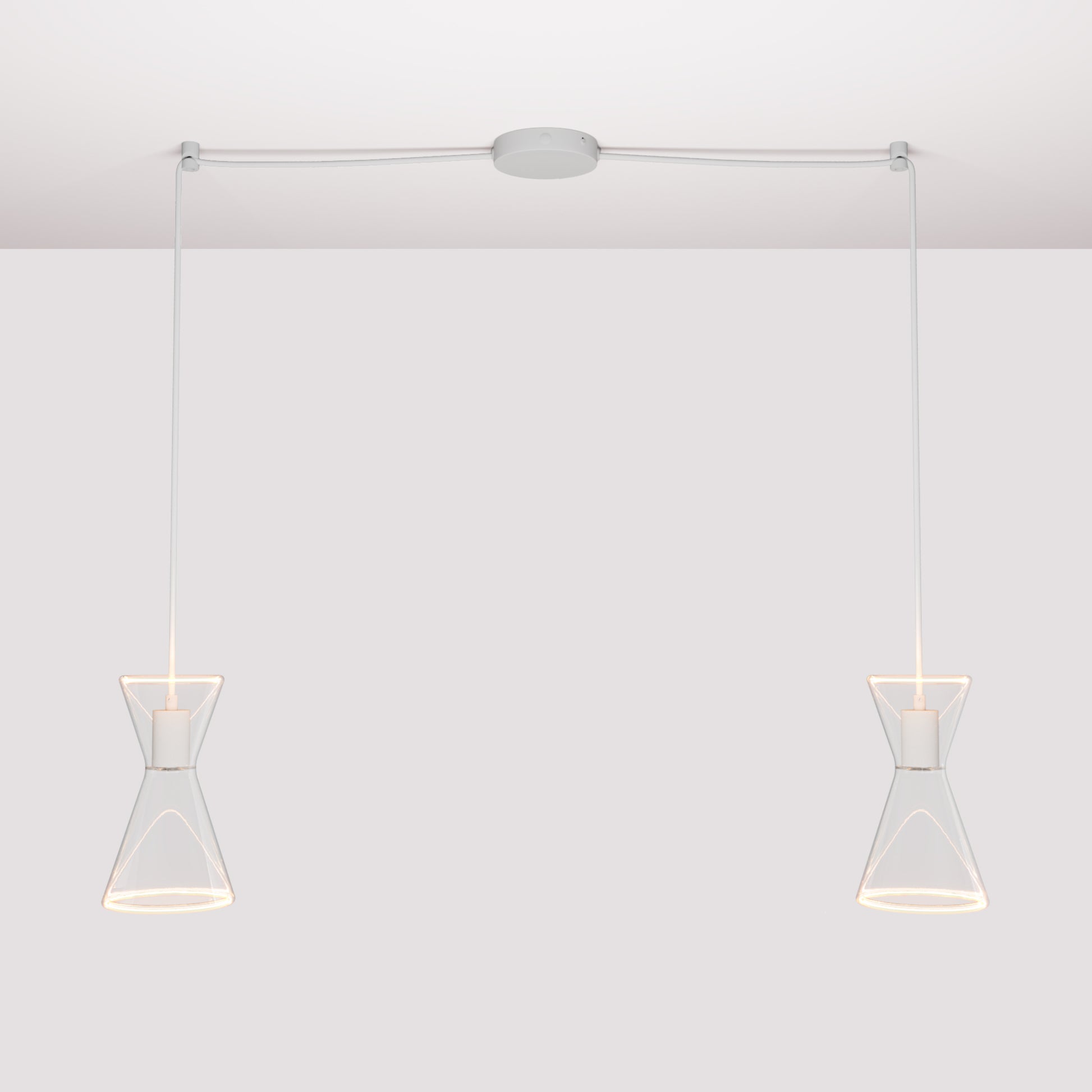 Double-Drop Ghost Double Cone Pendant Lamp - Matte White