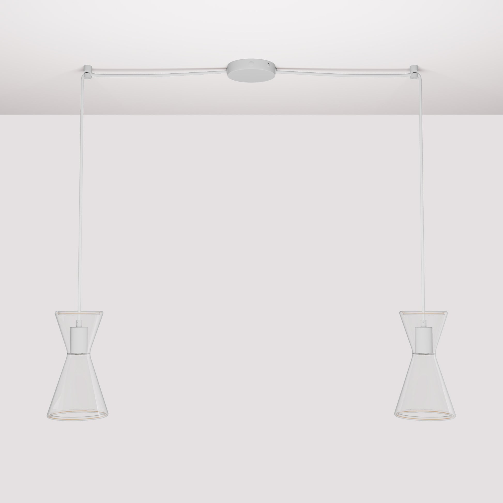 Double-Drop Ghost Double Cone Pendant Lamp - Matte White