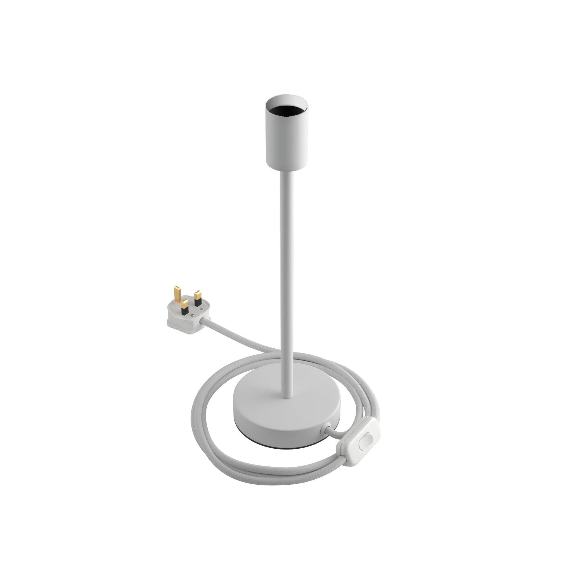 Alzaluce - Lampada da tavolo in metallo e spina UK - Bianco opaco 30 cm