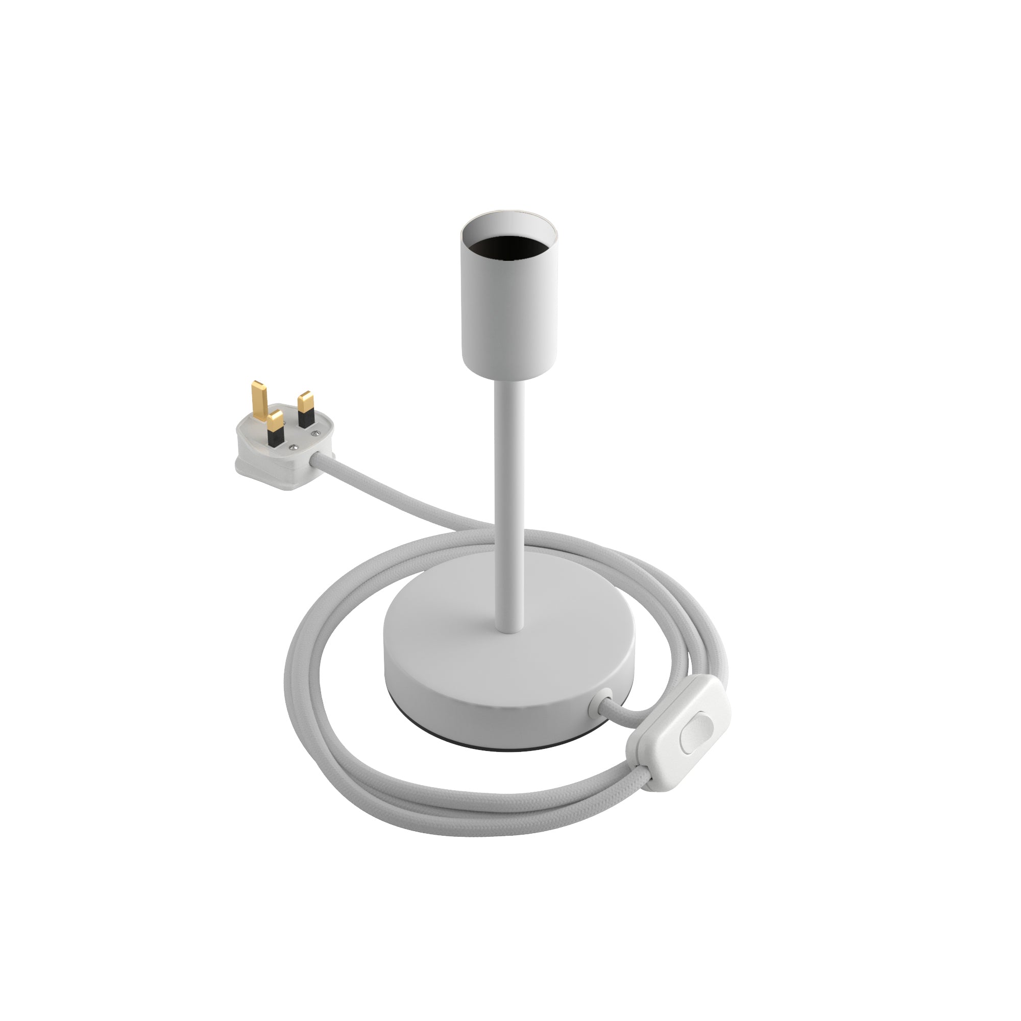 Alzaluce - Lampada da tavolo in metallo e spina UK - Bianco opaco 15 cm