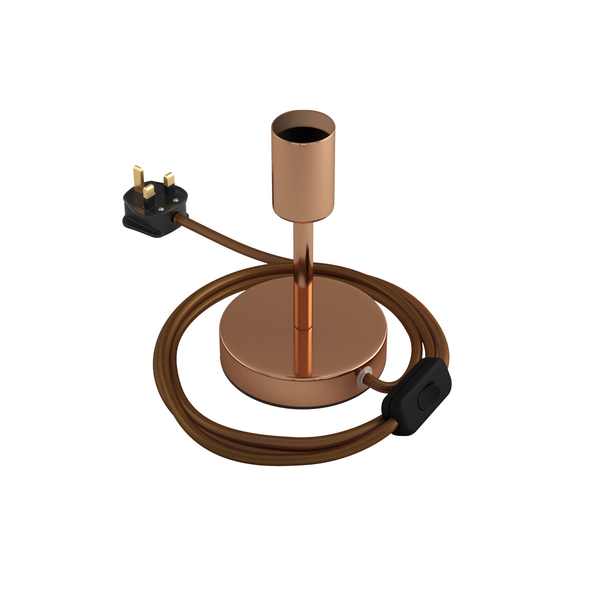 Alzaluce - Lampada da tavolo in metallo e spina UK - Rame 10 cm