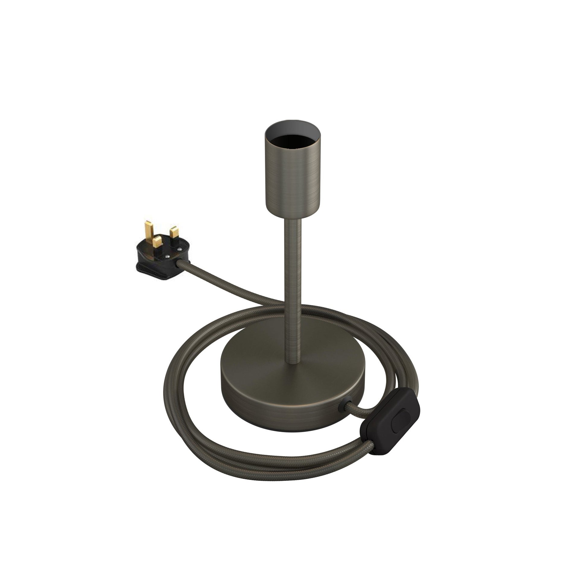 Alzaluce - Lampada da tavolo in metallo e spina UK - Titanio satinato 15 cm