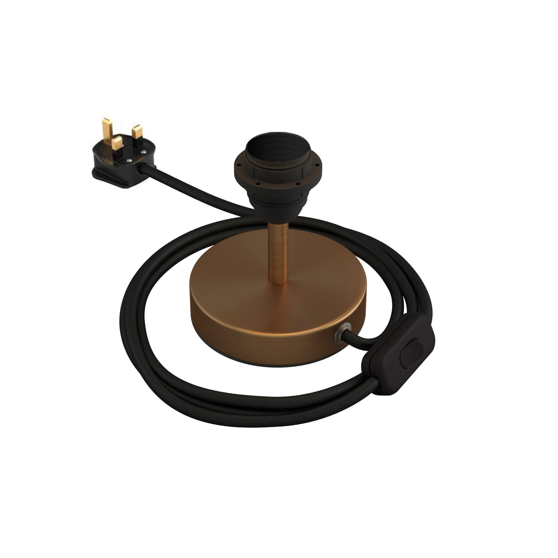 Alzaluce per paralume - Lampada da tavolo in metallo e spina UK - Bronzo satinato 5 cm