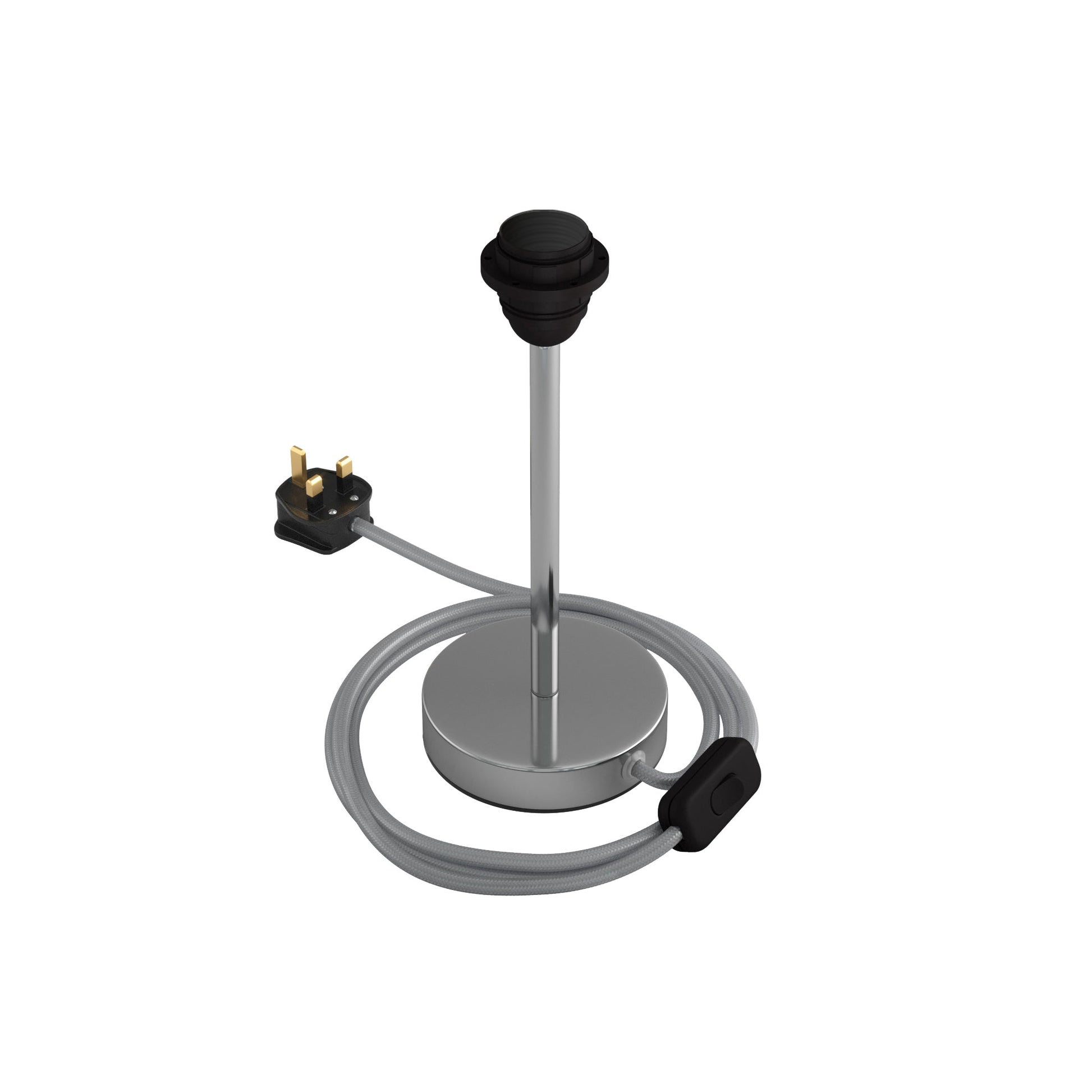 Alzaluce per paralume - Lampada da tavolo in metallo e spina UK - Cromo 20 cm