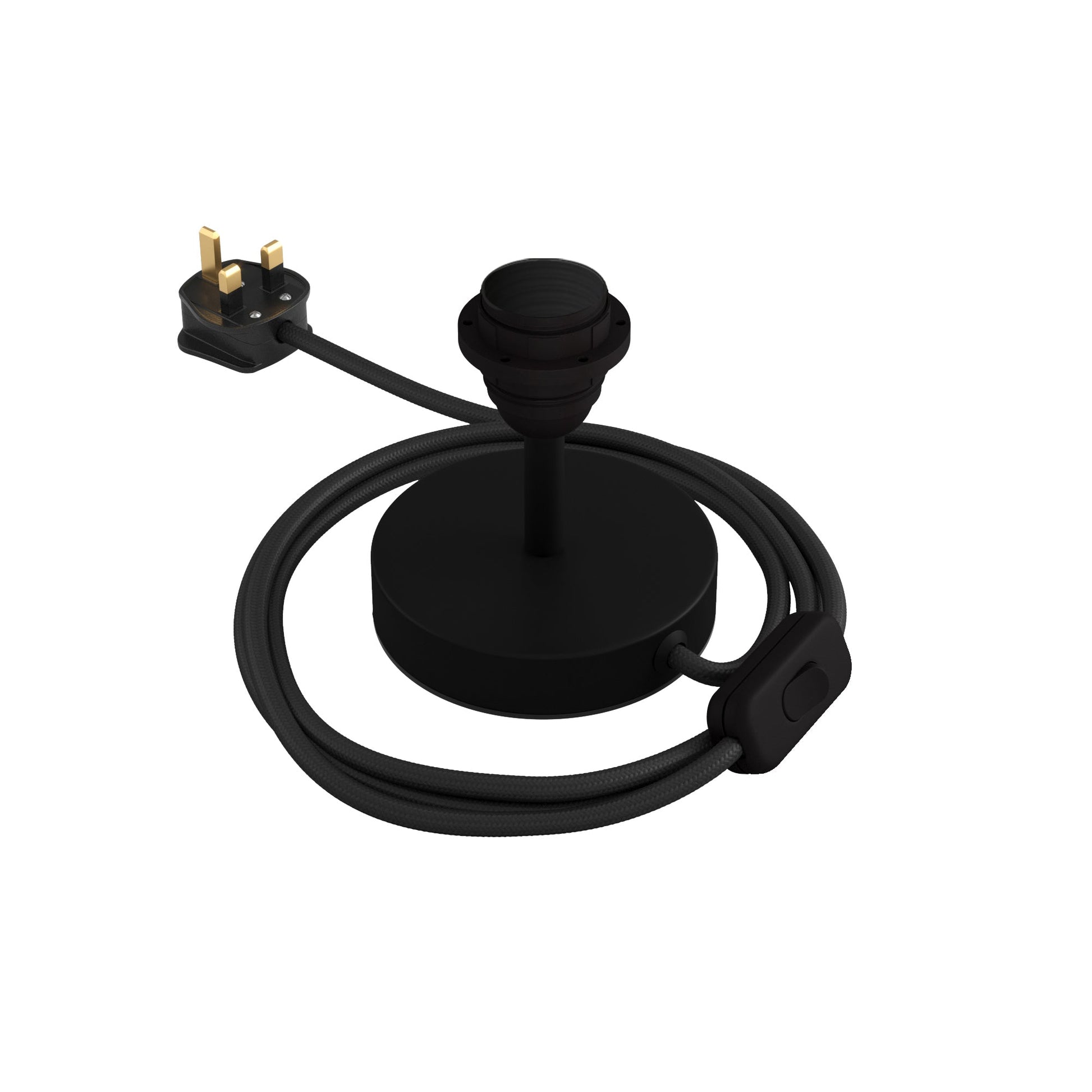 Alzaluce per paralume - Lampada da tavolo in metallo e spina UK - Nero opaco 5 cm