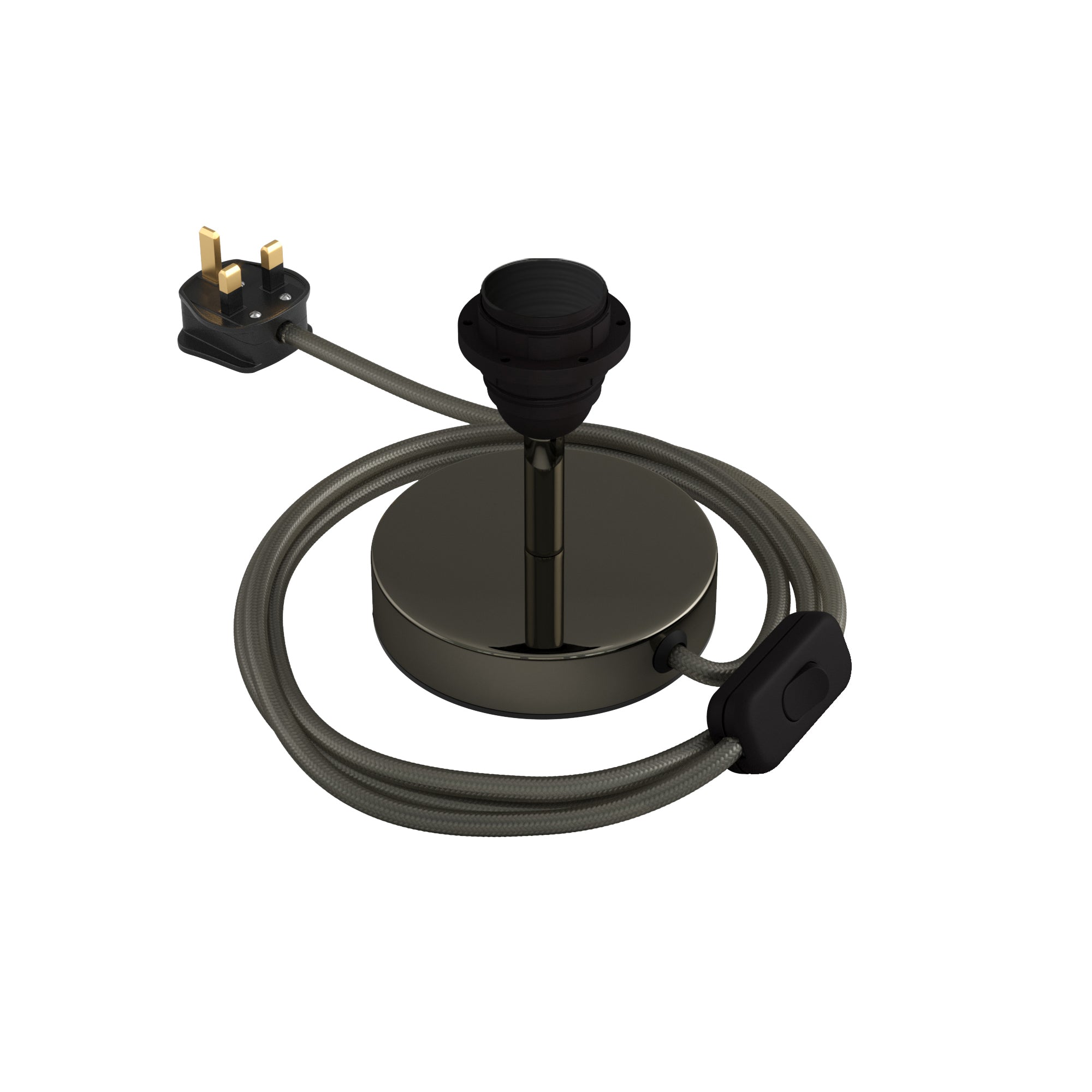 Alzaluce per paralume - Lampada da tavolo in metallo e spina UK - Nero perla 5 cm