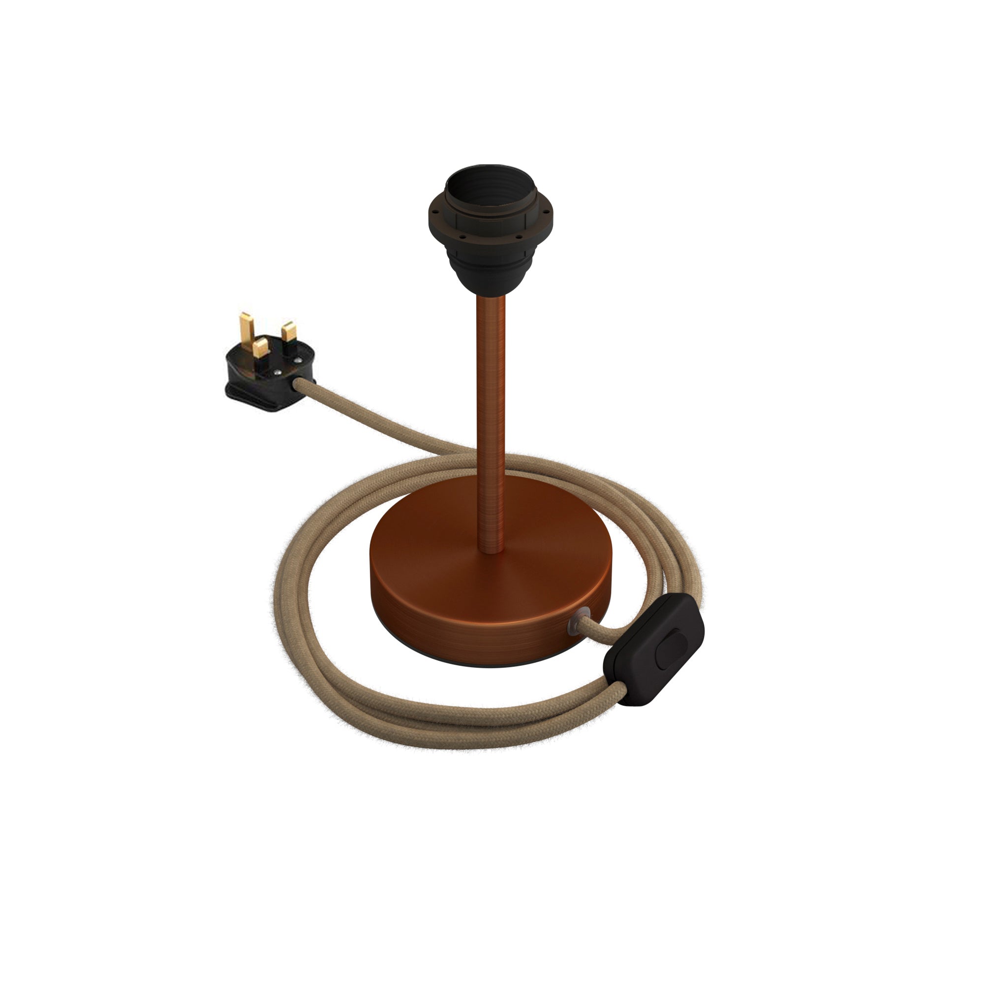 Alzaluce per paralume - Lampada da tavolo in metallo e spina UK - Rame satinato 15 cm