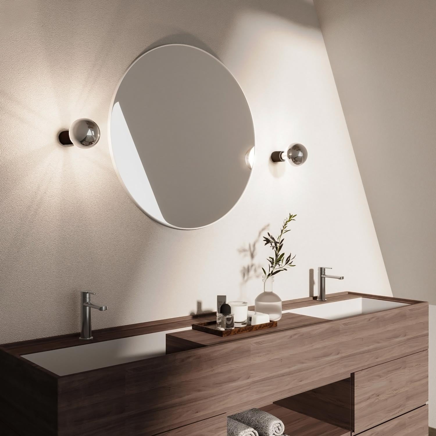 Applique Nera con lampadina a vista mezza sfera argento - Waterproof IP44 - IO