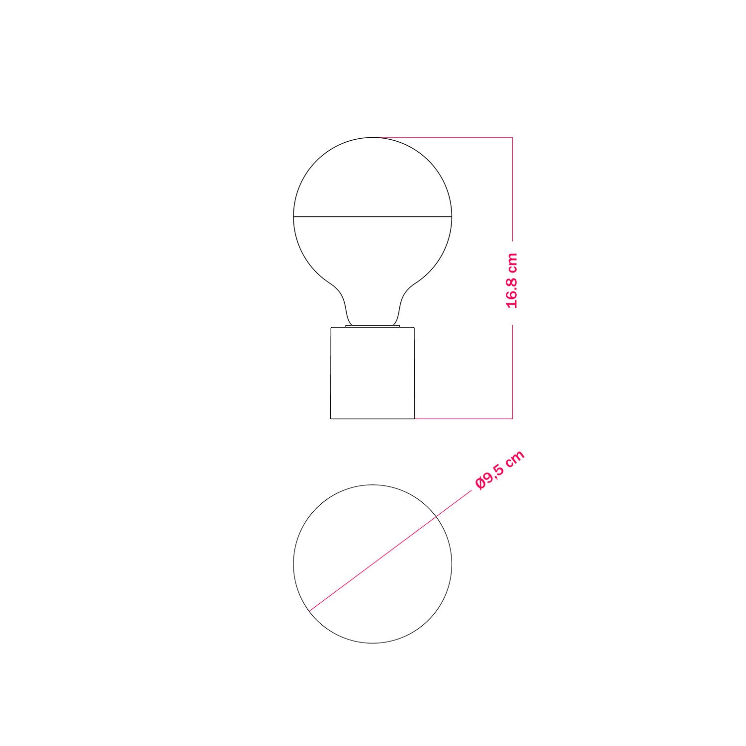 Applique Nera con lampadina a vista mezza sfera argento - Waterproof IP44 - IO