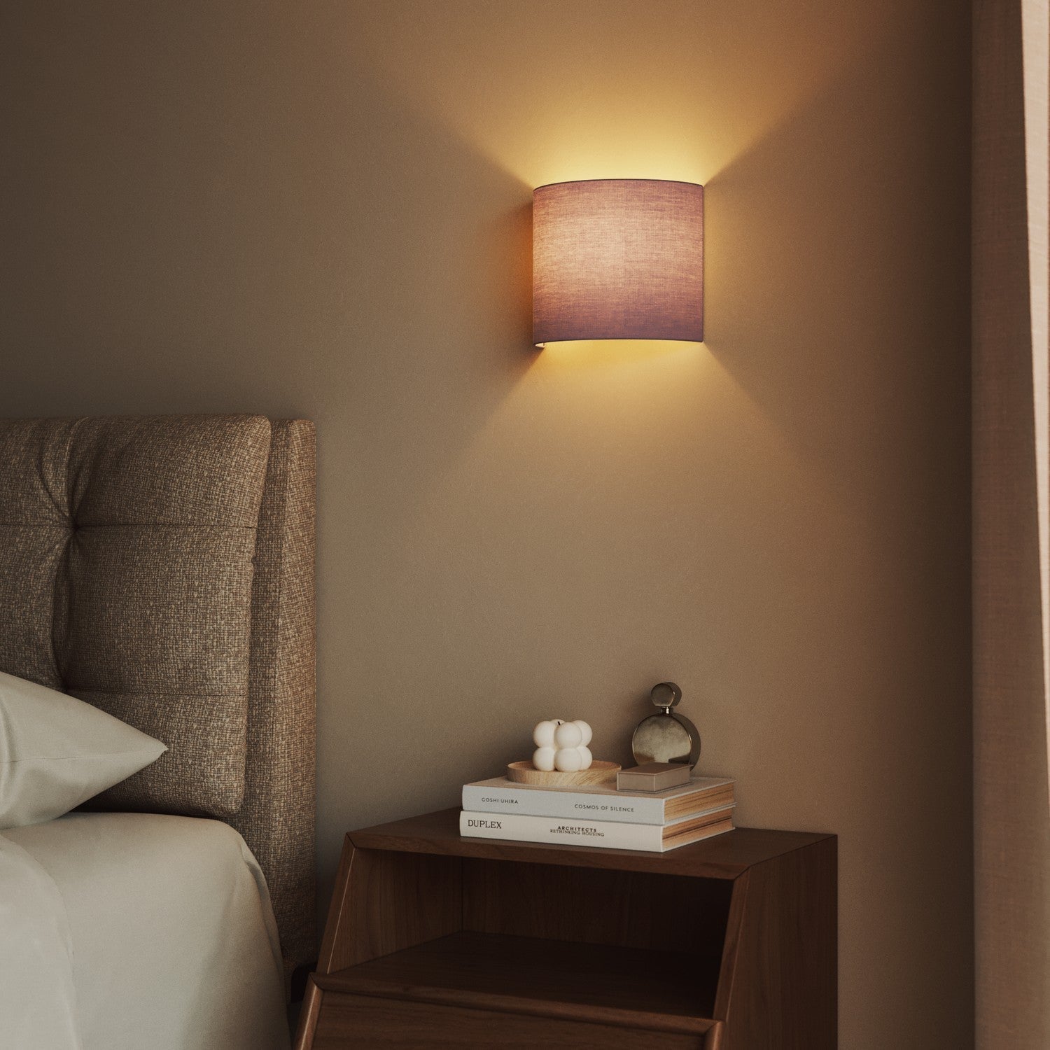 Applique Ventola con paralume in tessuto Teletta lilla - Made in Italy