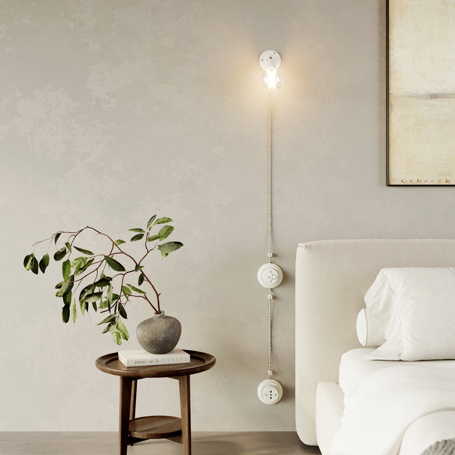 Base in porcellana per presa elettrica e per interruttore/deviatore - Bianco