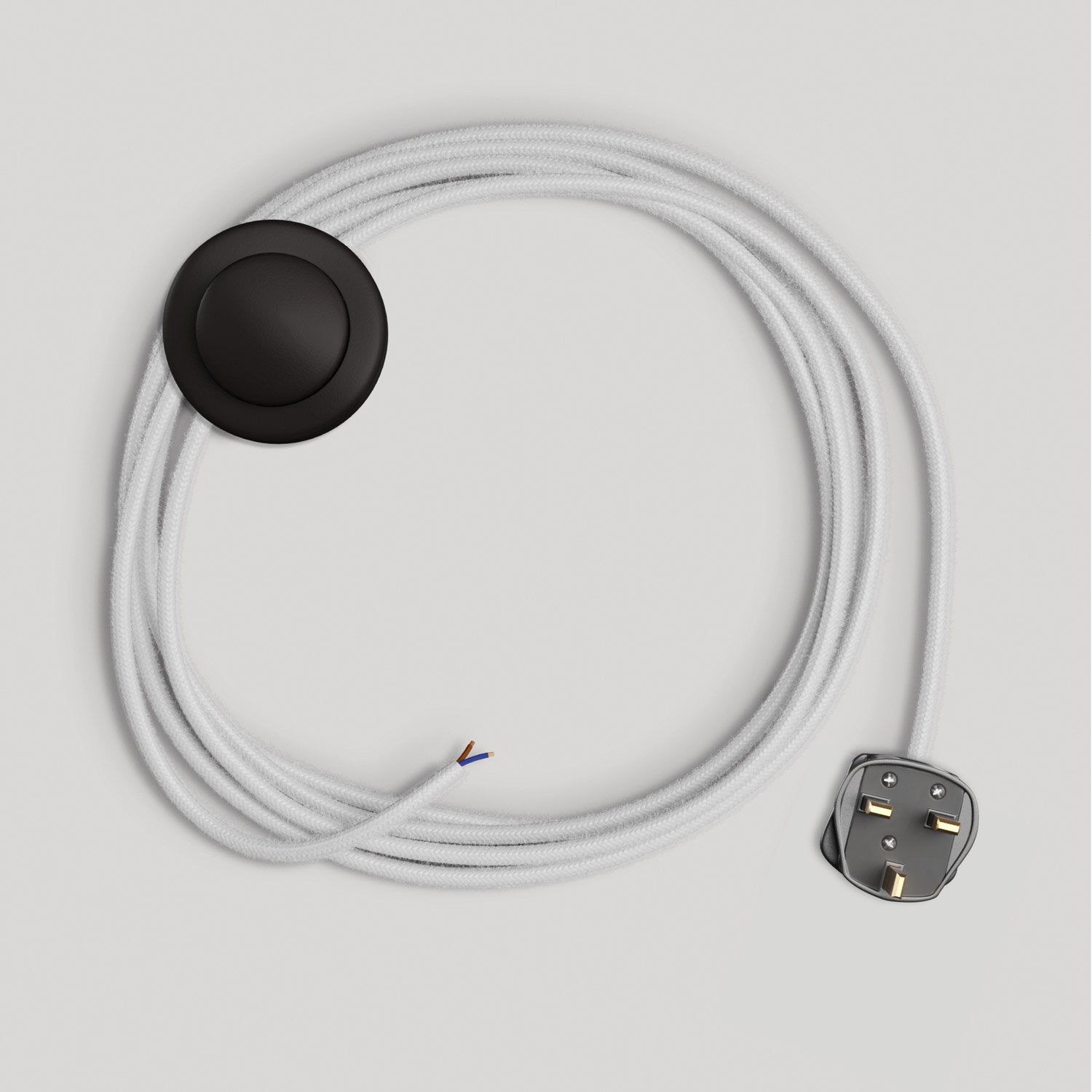 Cablaggio per lampada con cavo bianco in cotone 3 m e spina UK