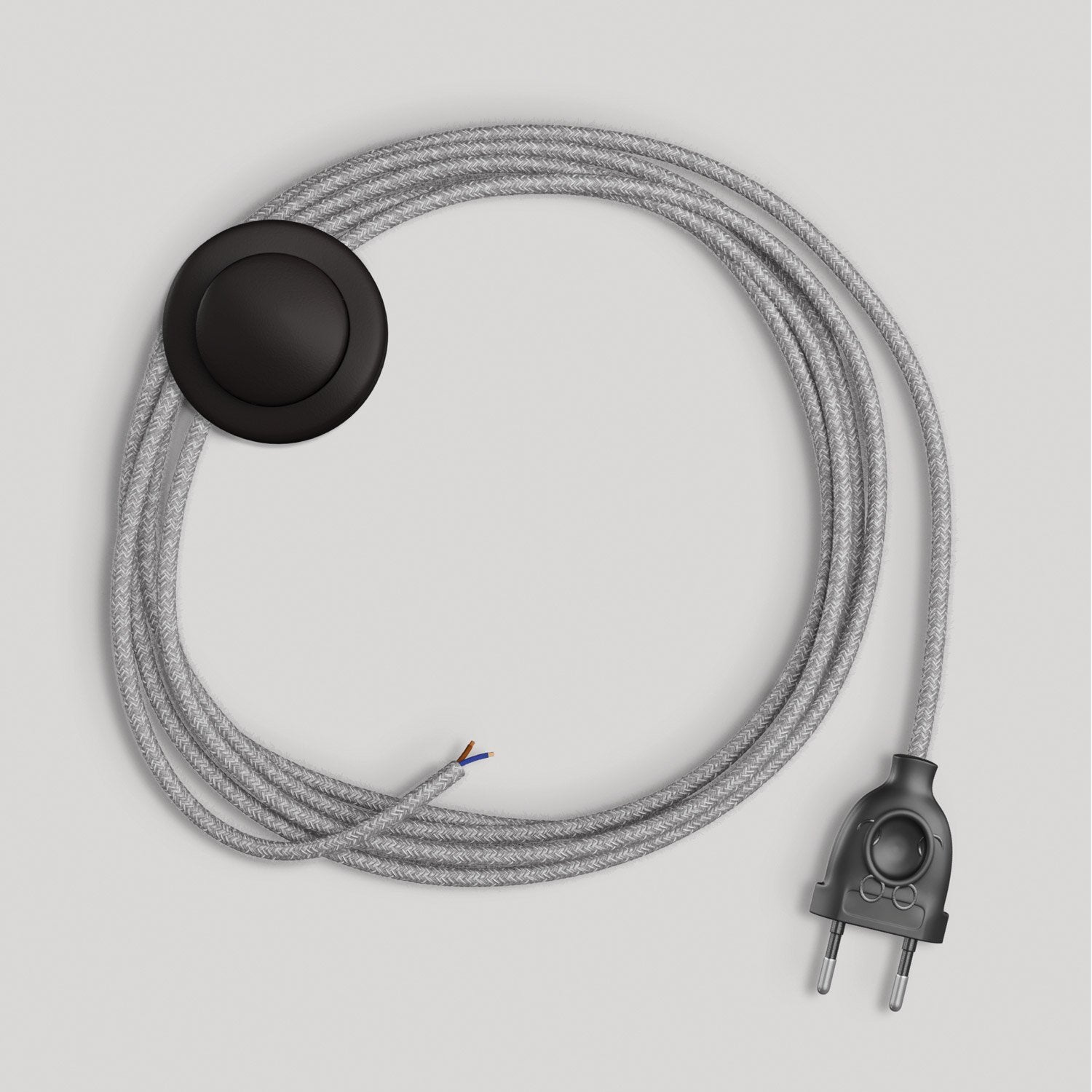 Cablaggio per lampada con cavo grigio in lino 3 m Nero