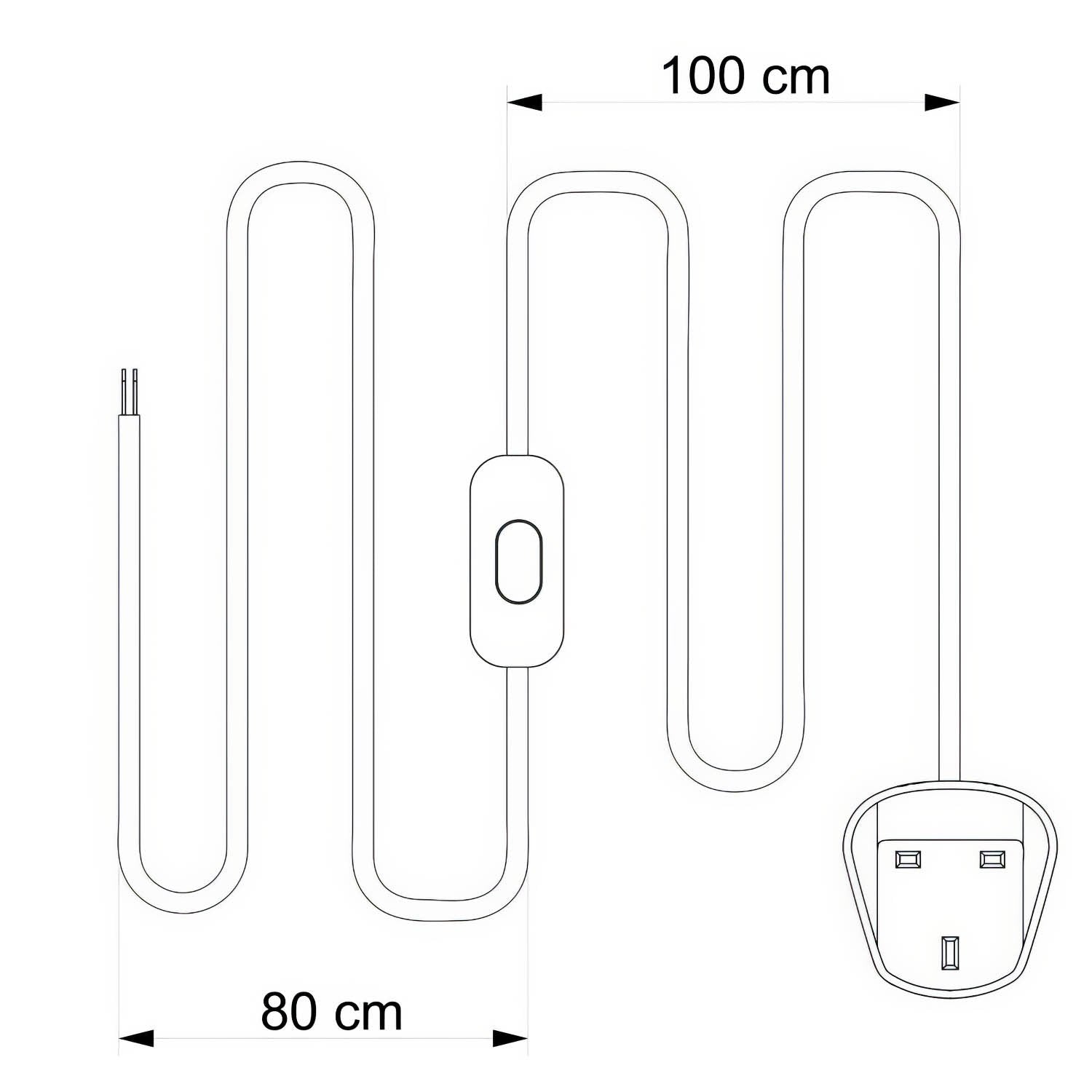 Cablaggio per lampada con cavo neutro in juta 1,80 m e spina UK