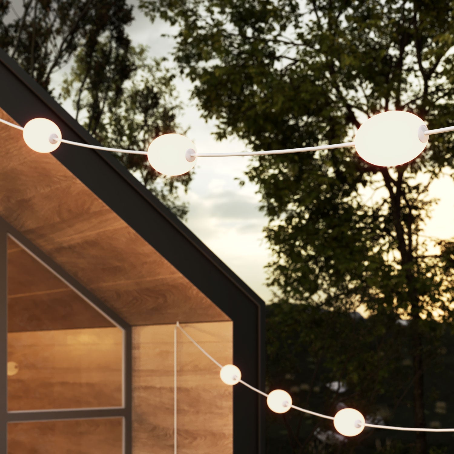 Catena luminosa 12 punti luce da esterno IP67 Bianco sabbia con spina UK - Marina12