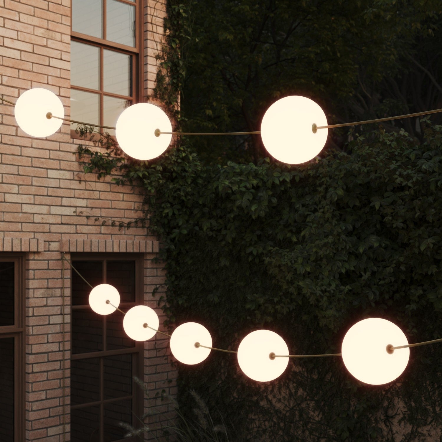 Catena luminosa 12 punti luce da esterno IP67 Verde Oliva con spina UK - Marina12 Cherry