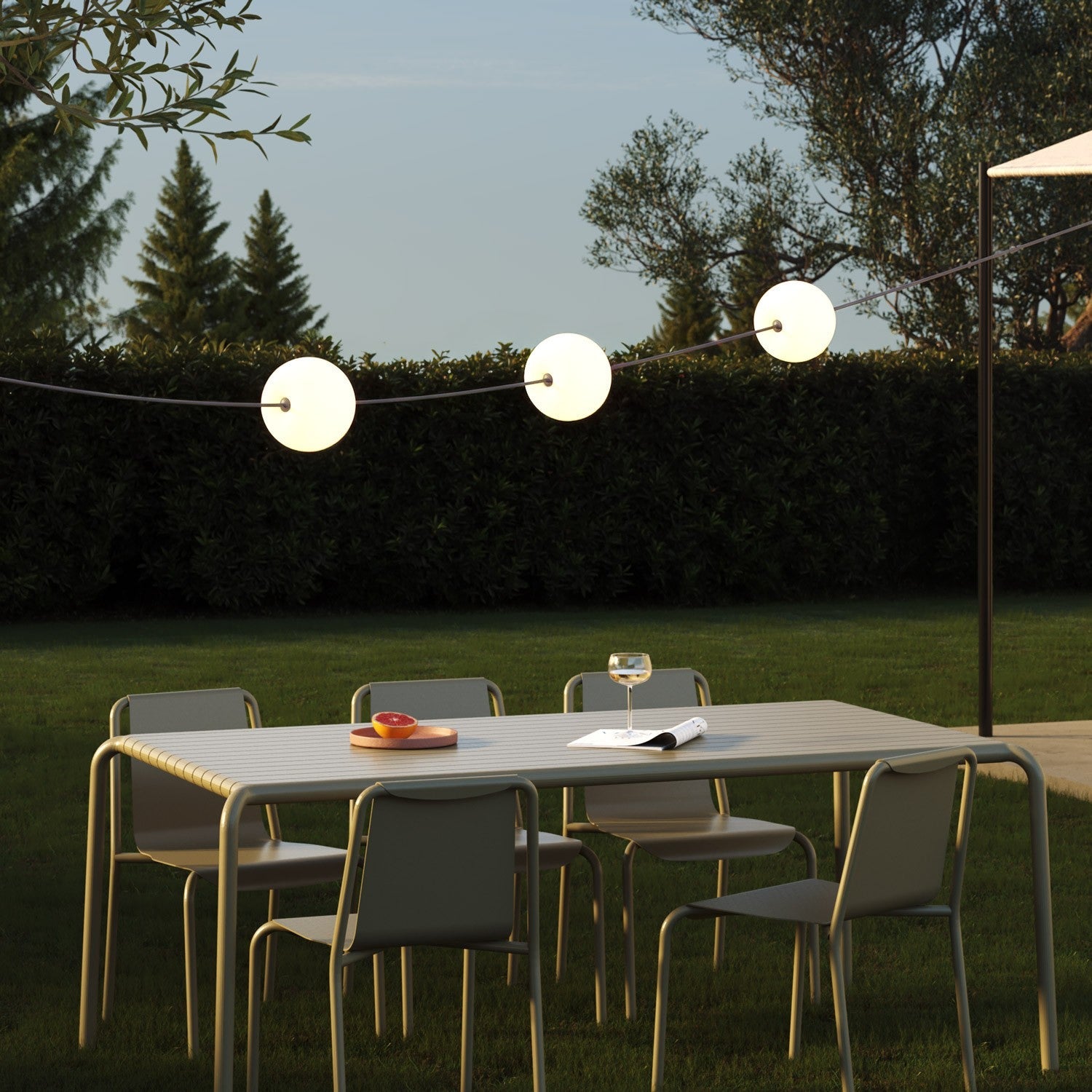 Catena luminosa 3 punti luce da esterno IP67 Grigio con spina UK - Marina3 Cherry 70 cm