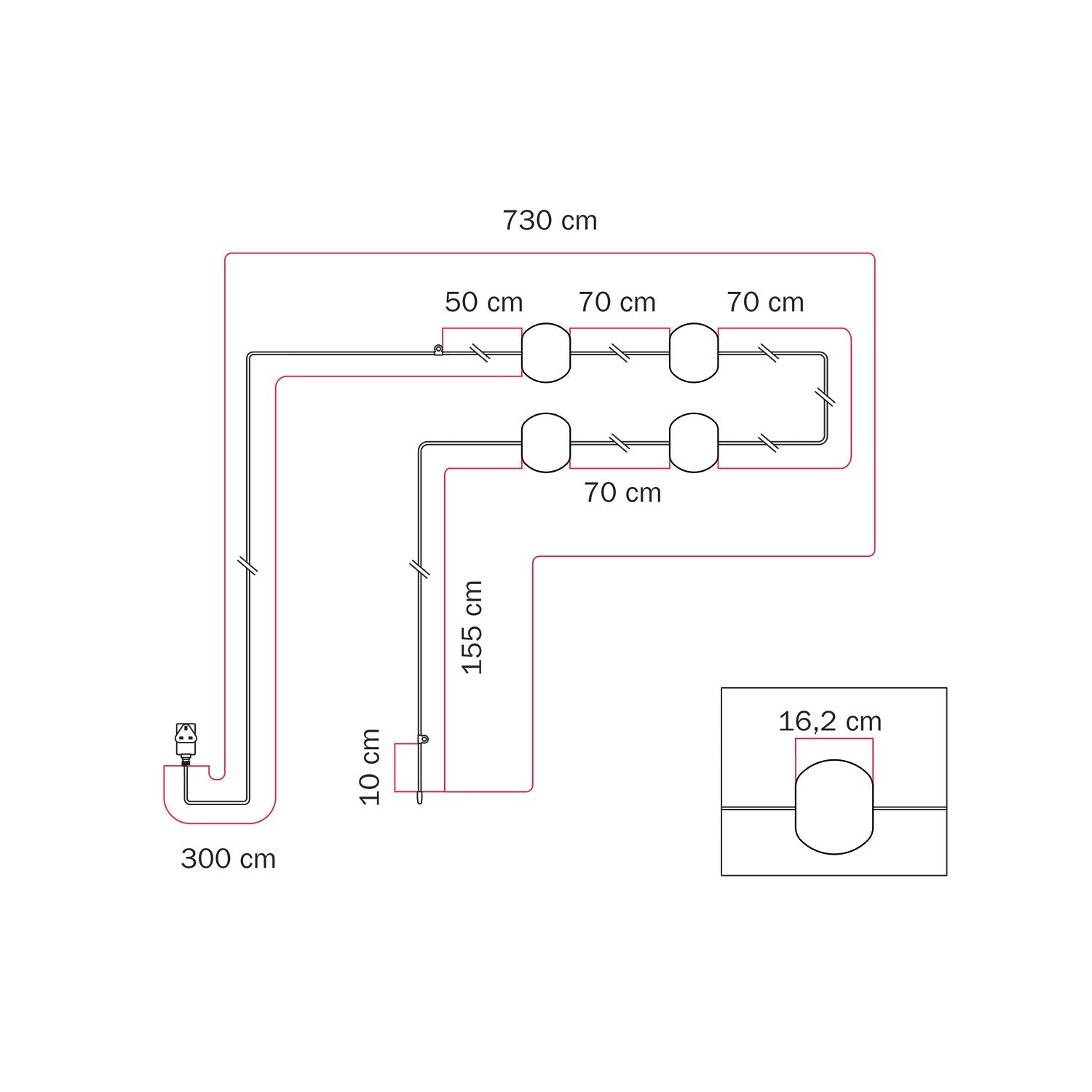Catena luminosa 4 punti luce da esterno IP67 Desert Brown con spina UK - Marina4 Cherry 70 cm
