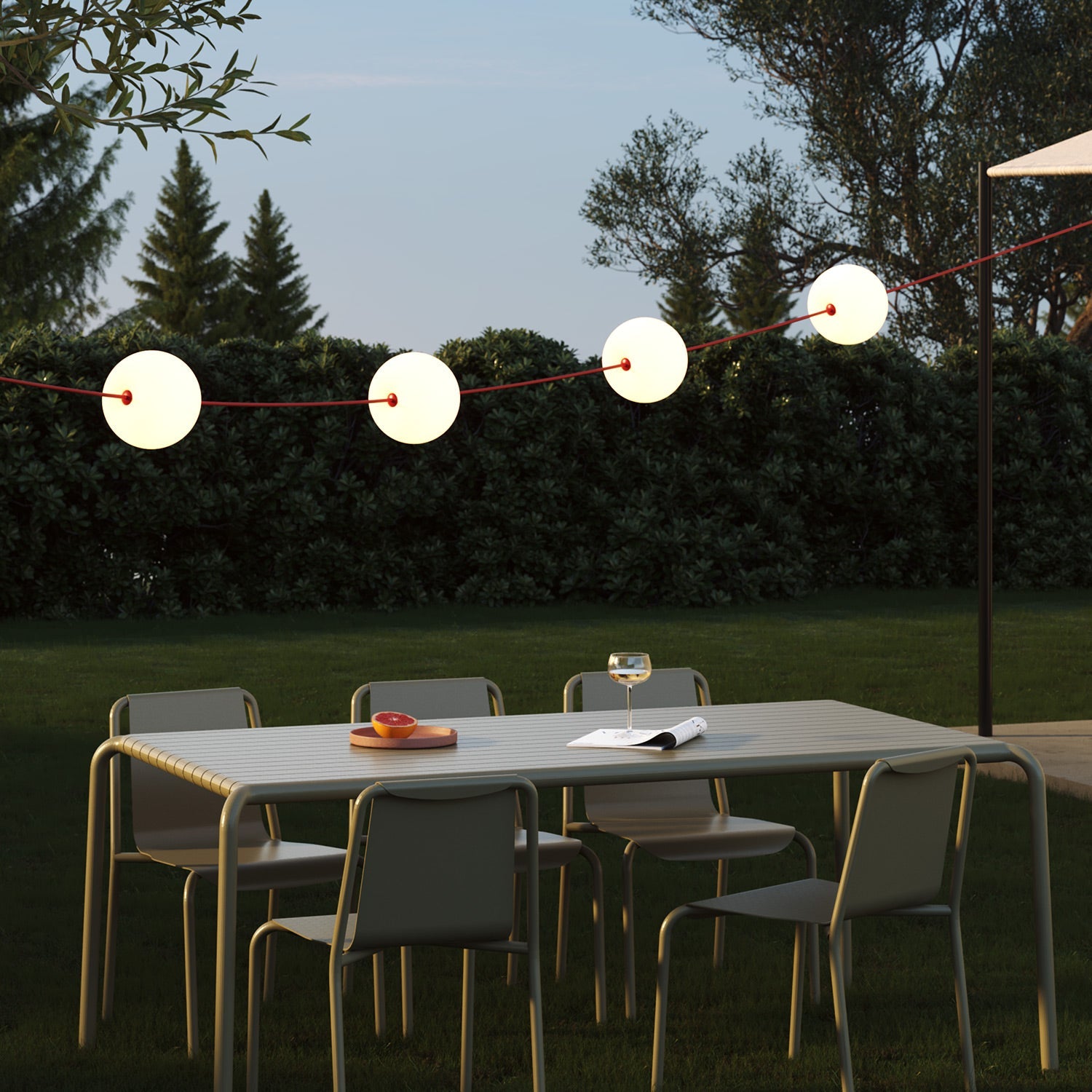 Catena luminosa 4 punti luce da esterno IP67 Rosso Stella Marina con spina UK - Marina4 Cherry 70 cm