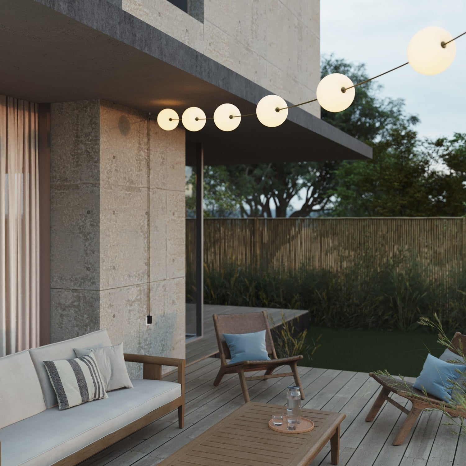 Catena luminosa 6 punti luce da esterno IP67 Verde Oliva con spina UK - Marina6 Cherry 70 cm