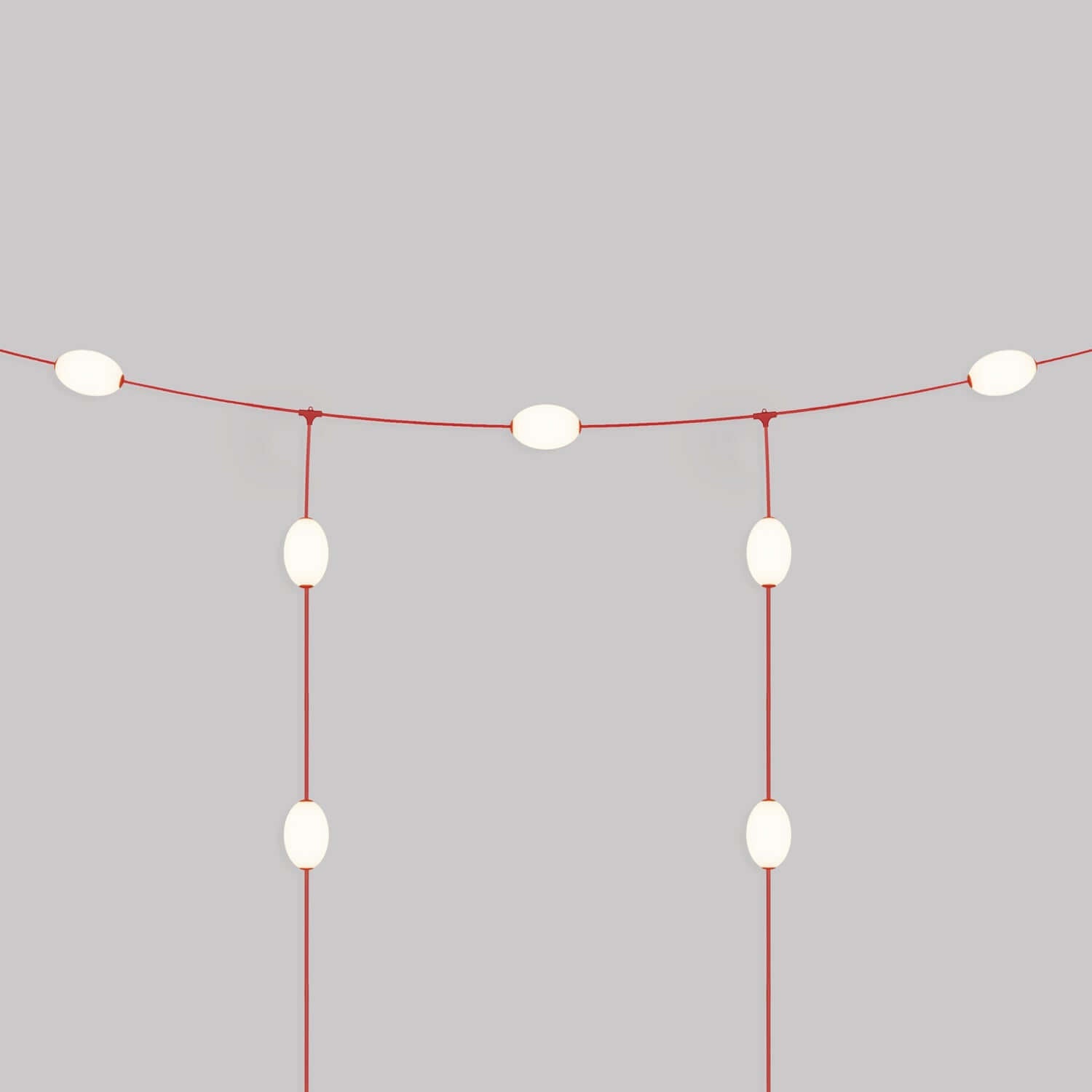 Catena luminosa reticolare 7 punti luce da esterno IP67 Rosso stella marina - Marina GRID - Creative Cables