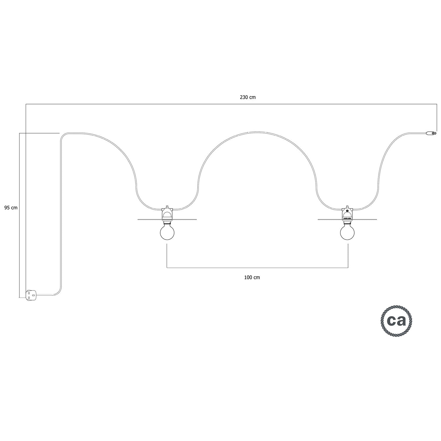 Catenaria Modulair da esterno IP65 portatile con 2 paralumi e spina UK - Bianco