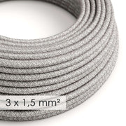 Cavo elettrico a larga sezione 3x1,50 rotondo - lino naturale Grigio RN02 - Creative Cables
