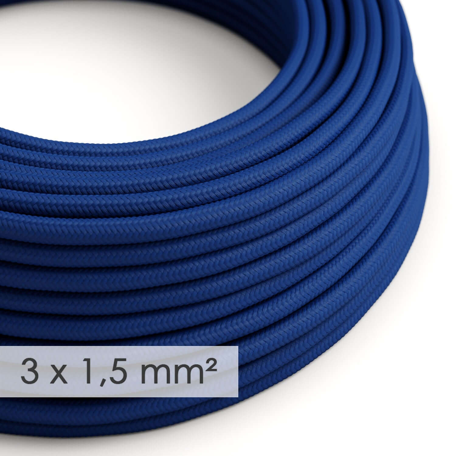 Cavo elettrico a larga sezione 3x1,50 rotondo - tessuto effetto seta Blu RM12 - Creative Cables