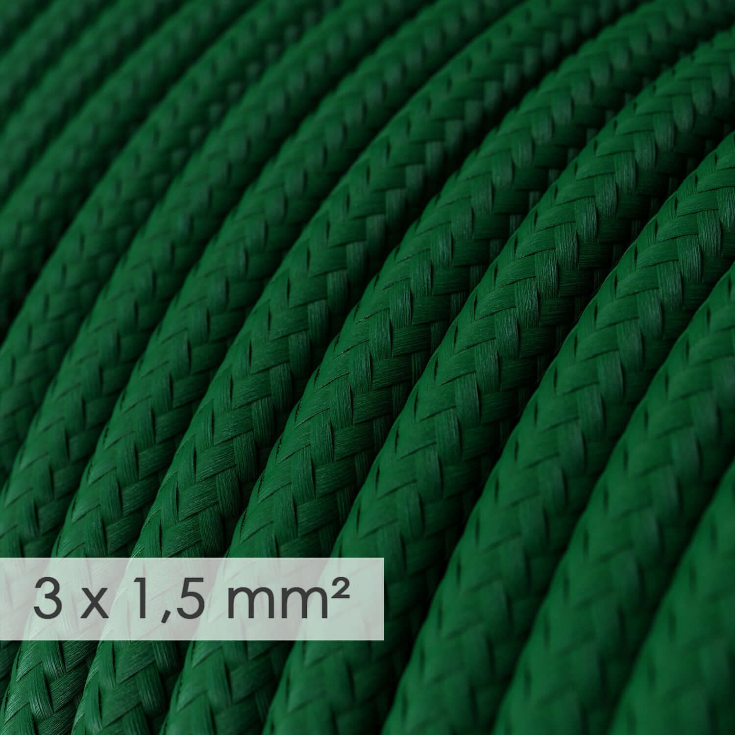 Cavo elettrico a larga sezione 3x1,50 rotondo - tessuto effetto seta Verde scuro RM21 - Creative Cables